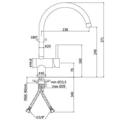Paffoni - Bateria zlewozmywakowa LIGHT czarna