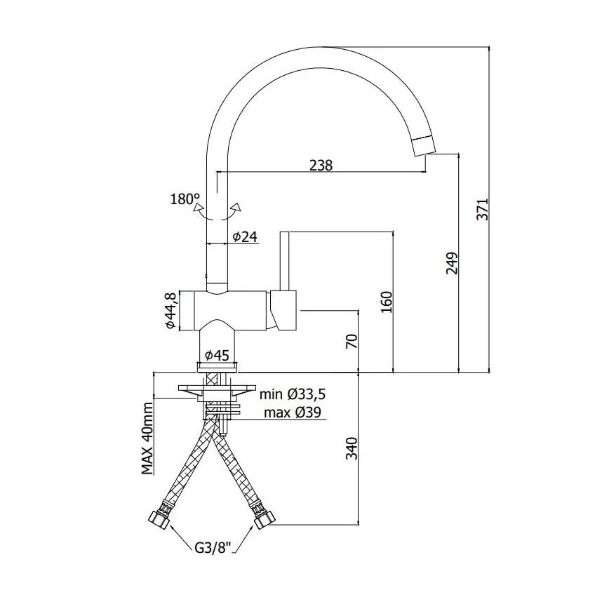 Paffoni - Bateria zlewozmywakowa LIGHT czarna