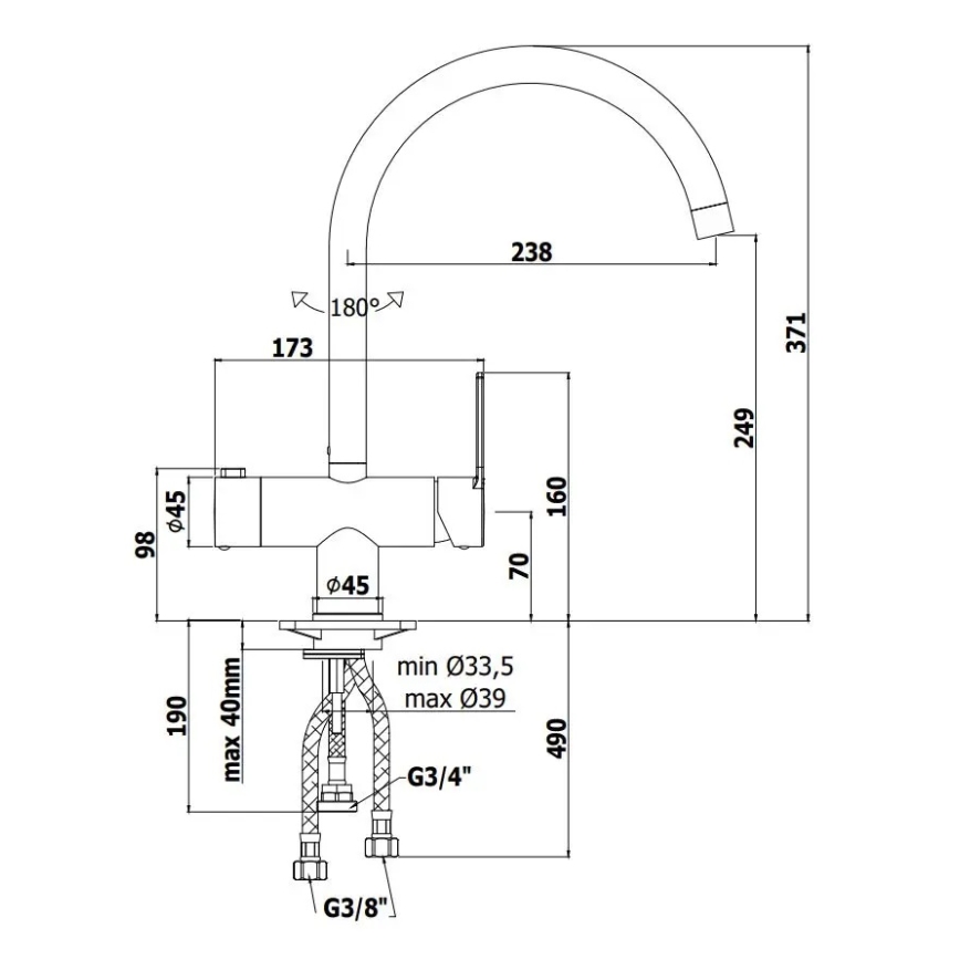 Paffoni - Bateria zlewozmywakowa RINGO błyszczący chrom