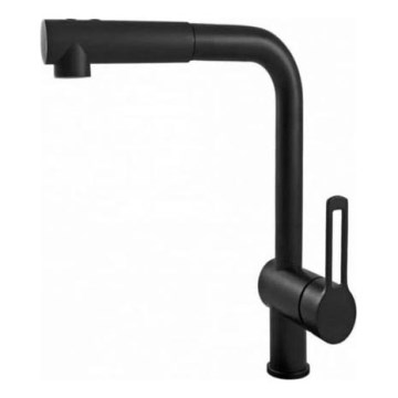 Paffoni - Bateria zlewozmywakowa z wyciąganą słuchawką RINGO 29,2 cm czarna