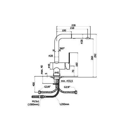 Paffoni - Bateria zlewozmywakowa z wyciąganą wylewką RINGO 29,2 cm