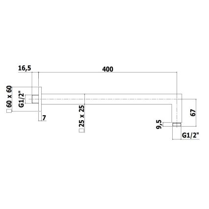 Paffoni - Kwadratowe ramię prysznicowe 40 cm, czarne