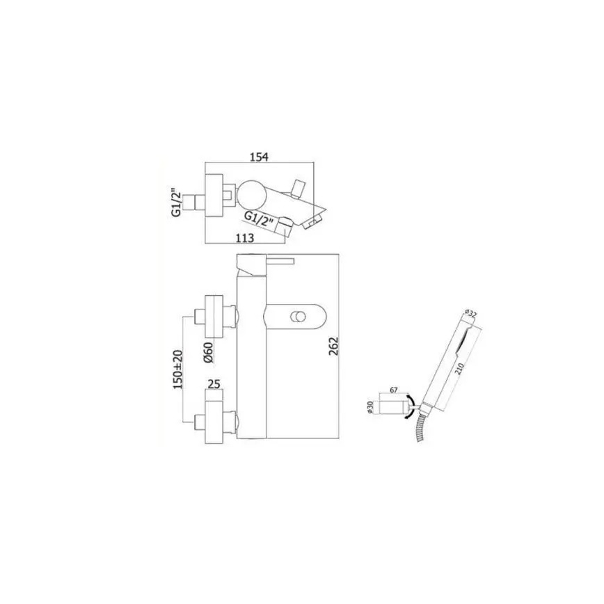 Paffoni - Zestaw wannowy z baterią LIGHT, szczotkowane złoto