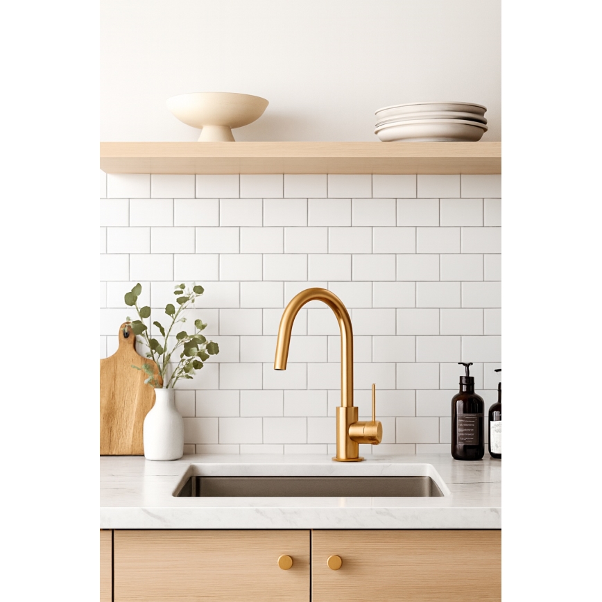 Paffoni - Złota bateria umywalkowa LIGHT