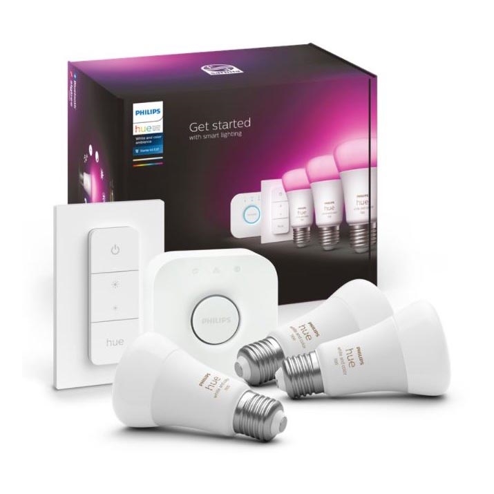 Pakiet startowy Philips Hue WHITE AND COLOR AMBIANCE 3xE27/9W 2000-6500K + urządzenie łączące