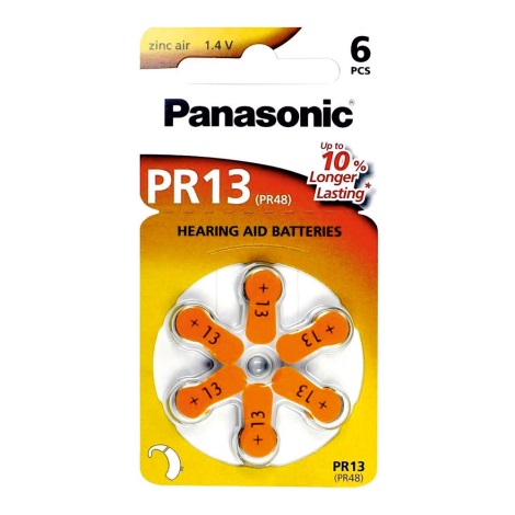 Panasonic - 6 szt. Baterie do aparatów słuchowych PR-13 1,4V