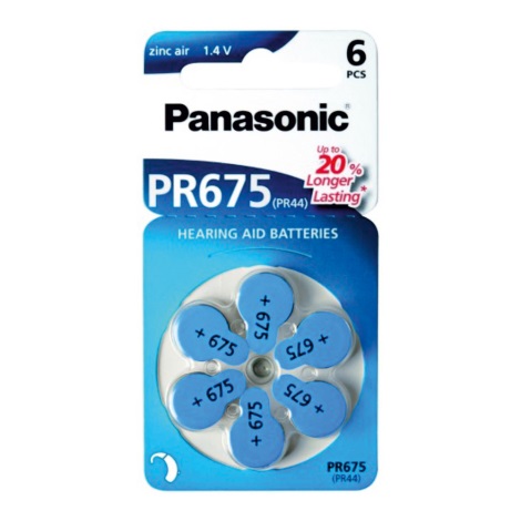 Panasonic - 6 szt. Baterie do aparatów słuchowych PR- 675 1,4V