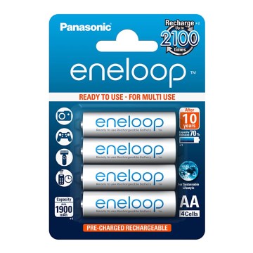 Panasonic Eneloop BK-3MCCE - 4 sztuki akumulatorów AA Eneloop NiMH/1,2V/1900mAh