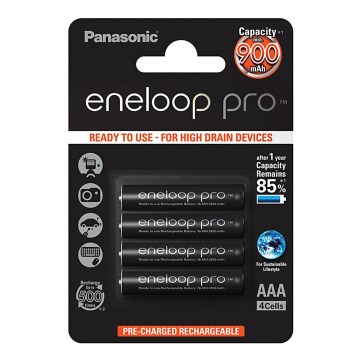 Panasonic Eneloop Pro BK-4HCDE/4BP - 4 sztuki akumulatorów AAA Eneloop Pro NiMH/1