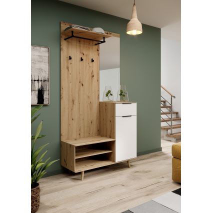 Panel do przedpokoju z lustrem SVEN, brązowo-biały