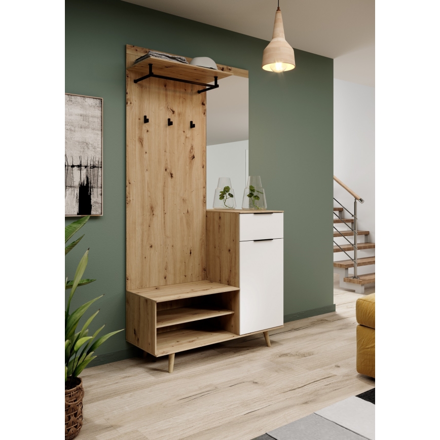 Panel do przedpokoju z lustrem SVEN, brązowo-biały