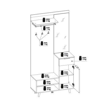 Panel do przedpokoju z lustrem SVEN, brązowo-biały