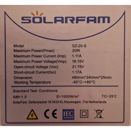 Panel fotowoltaiczny 20W/12V