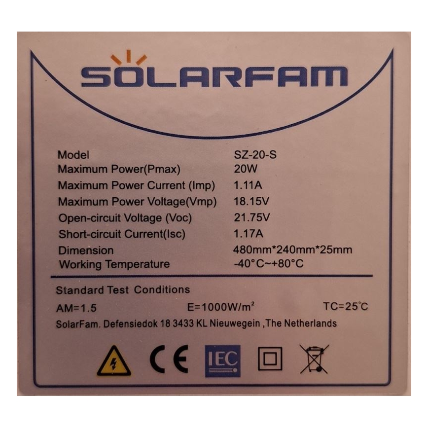 Panel fotowoltaiczny 20W/12V