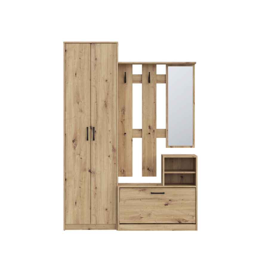 Panel przedpokojowy KAVI z lustrem, dąb artisan