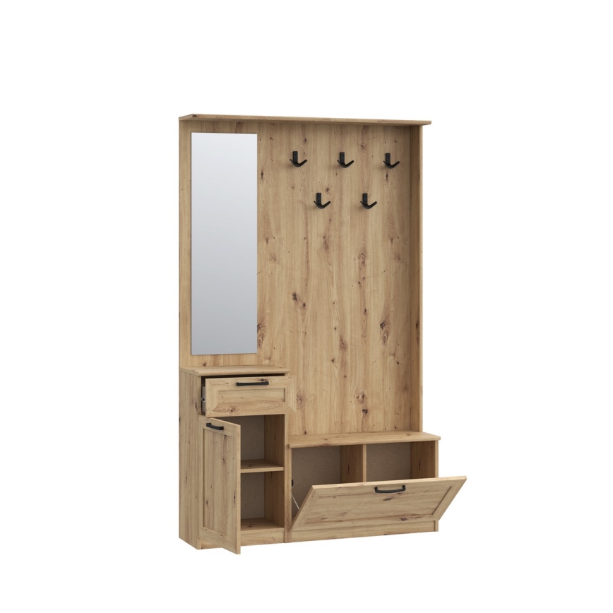 Panel przedpokojowy z lustrem KAVI, dąb artisan