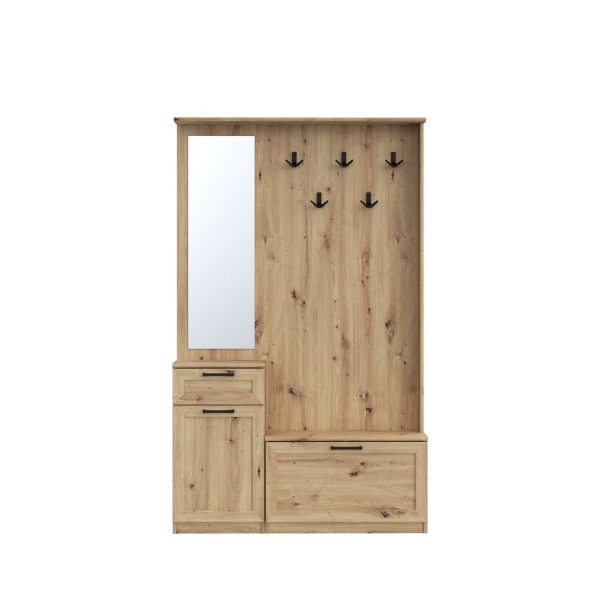 Panel przedpokojowy z lustrem KAVI, dąb artisan