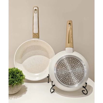 Patelnia BIANCO 28 cm kremowa/brązowa