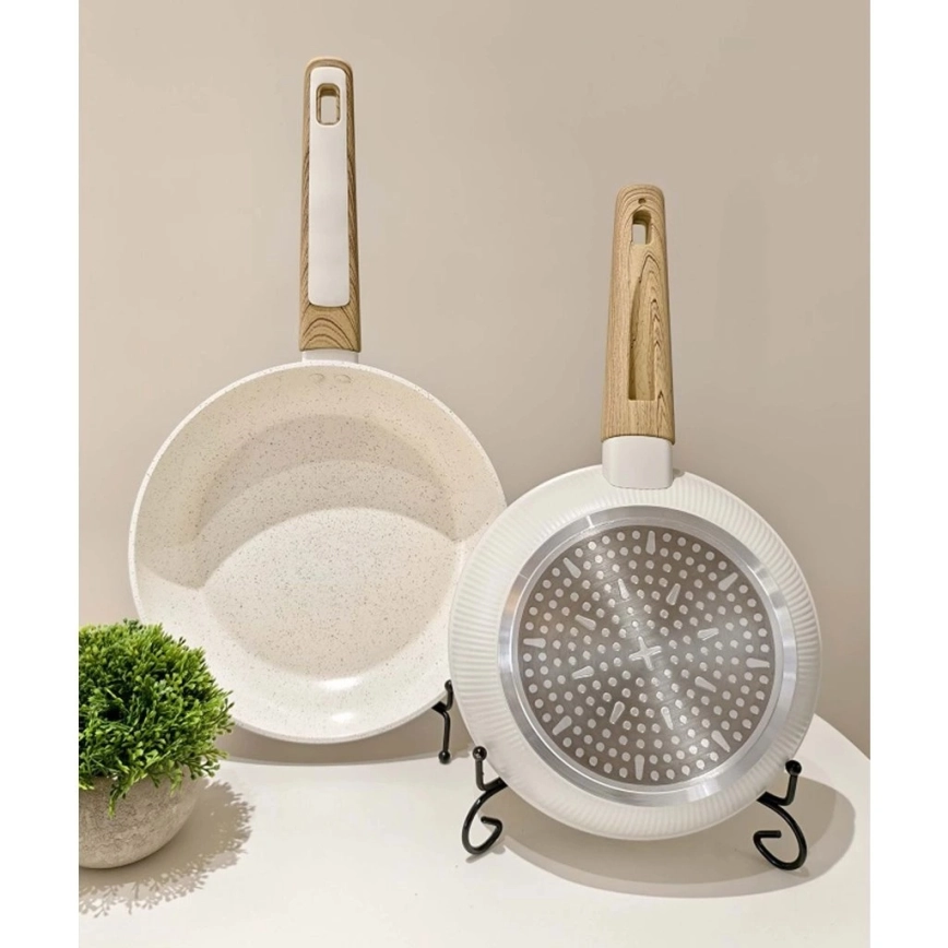 Patelnia BIANCO 28 cm kremowa/brązowa