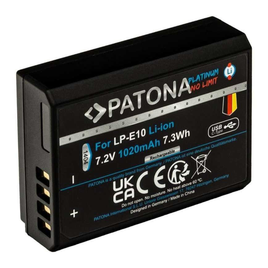 PATONA - Akumulator Canon LP-E10 1020mAh Li-Ion Platinum USB-C ładowanie