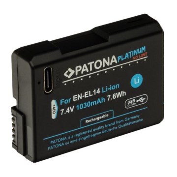 PATONA - Akumulator Nikon EN-EL14/EN-EL14A 1030mAh Li-Ion Platinum USB-C ładowanie