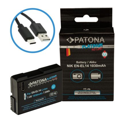 PATONA - Akumulator Nikon EN-EL14/EN-EL14A 1030mAh Li-Ion Platinum USB-C ładowanie