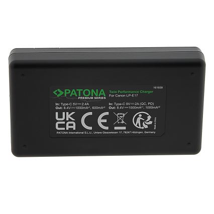 PATONA - Szybka ładowarka Dual Canon LP-E17 + USB-C kabel 0.6m