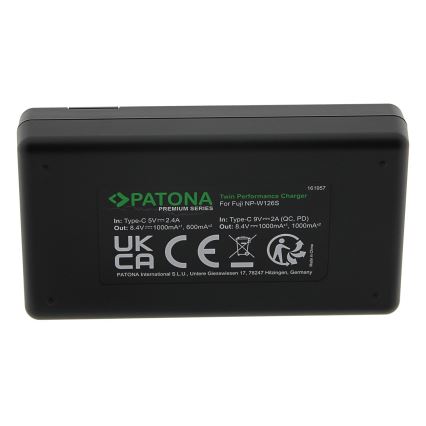 PATONA - Szybka ładowarka Dual Fuji NP-W126 + kabel USB-C 0,6m