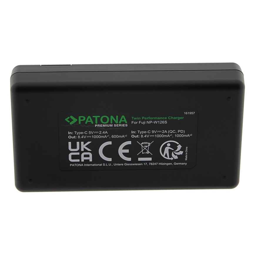 PATONA - Szybka ładowarka Dual Fuji NP-W126 + kabel USB-C 0,6m
