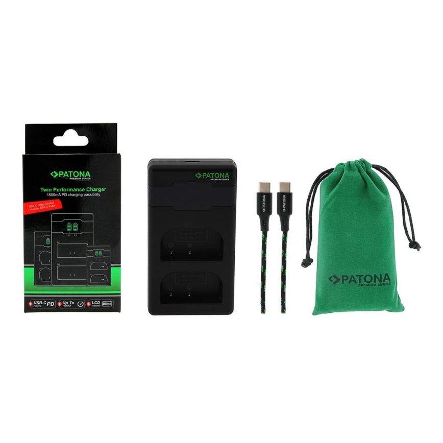 PATONA - Szybka ładowarka Dual Panasonic DMW-BLF19 + kabel USB-C 0,6m