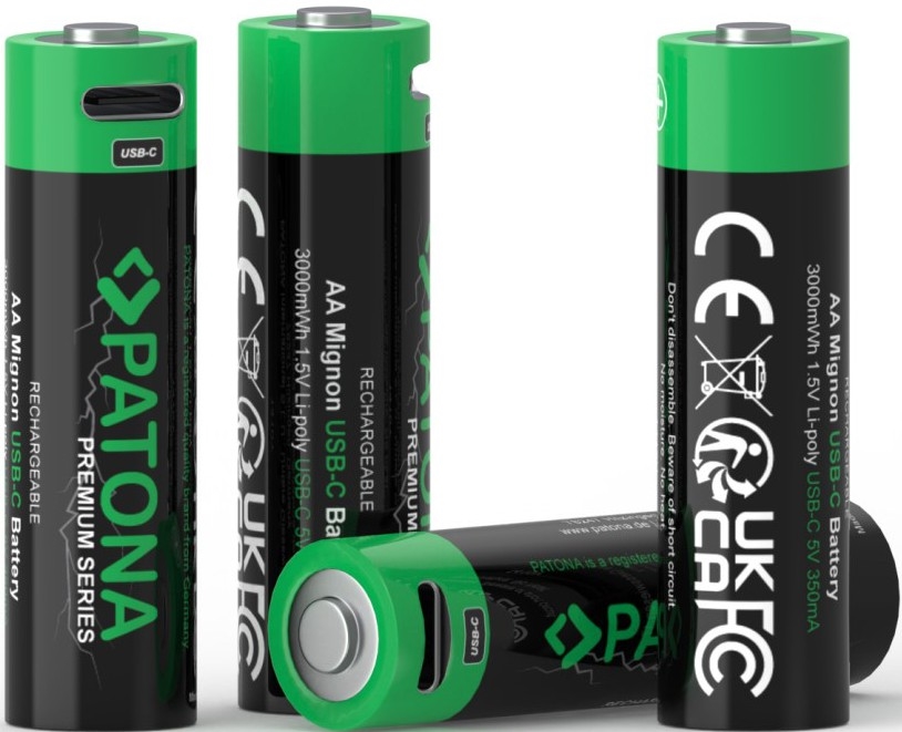 PATONA - ZESTAW 4x Akumulator AA/LR6 Li-Pol 2000mAh 1,5Vs z USB-C ładowaniem