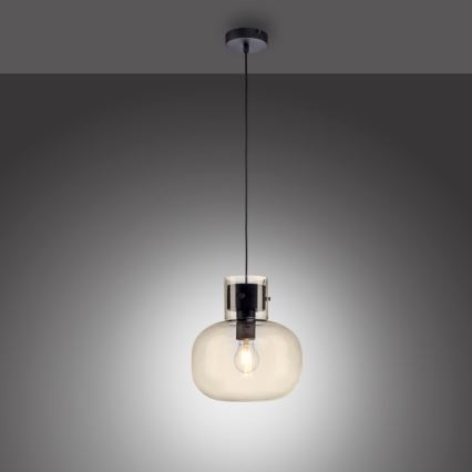 Paul Neuhaus 2003-27 - Żyrandol na lince SHITAKE 1xE27/10W/230V śr. 25 cm dymny