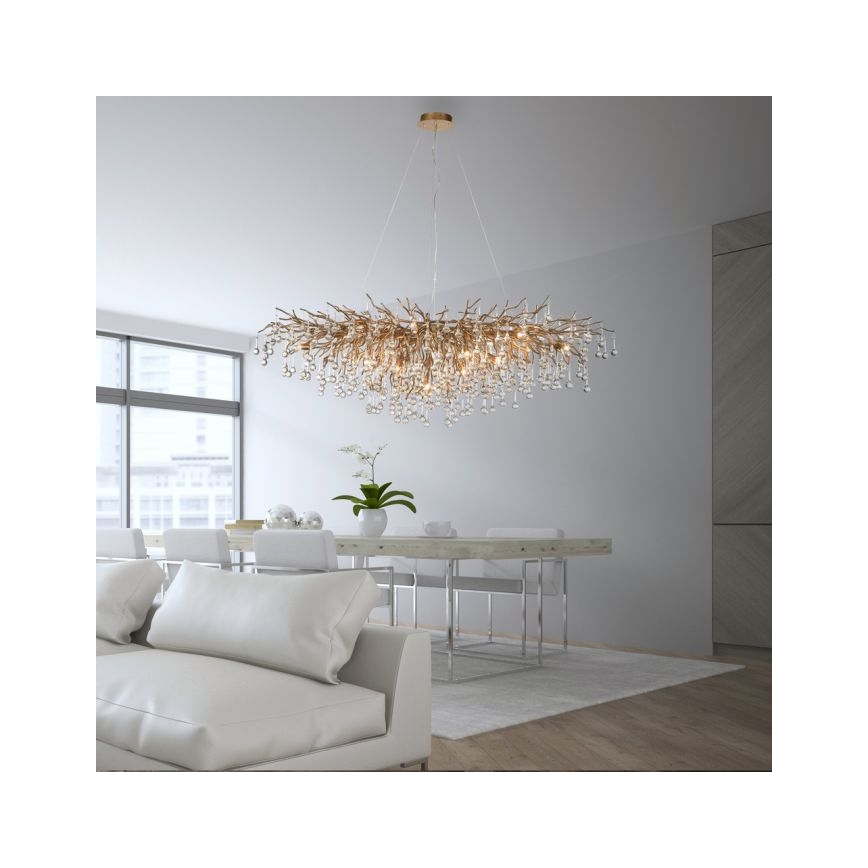 Paul Neuhaus 2031-11 - Żyrandol na lince ICICLE 15xG9/40W/230V 75x150 cm mosiądz