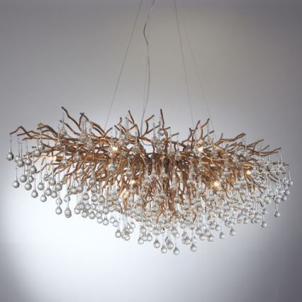 Paul Neuhaus 2031-11 - Żyrandol na lince ICICLE 15xG9/40W/230V 75x150 cm mosiądz
