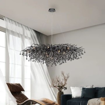 Paul Neuhaus 2031-18 - Żyrandol na linkach ICICLE 15xG9/40W/230V 75x150 cm czarny