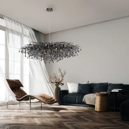 Paul Neuhaus 2031-18 - Żyrandol na linkach ICICLE 15xG9/40W/230V 75x150 cm czarny