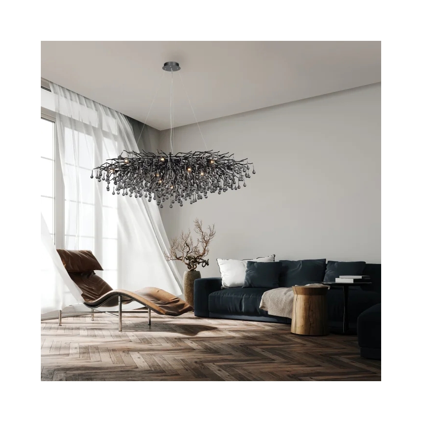 Paul Neuhaus 2031-18 - Żyrandol na linkach ICICLE 15xG9/40W/230V 75x150 cm czarny