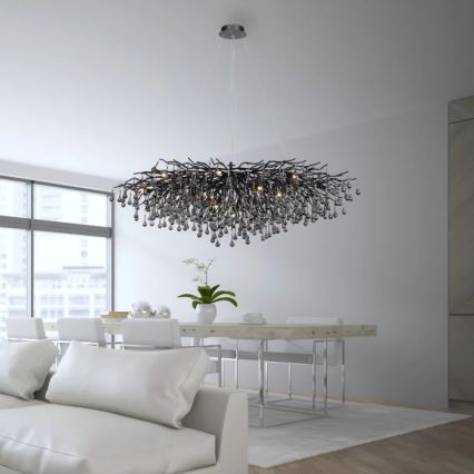 Paul Neuhaus 2031-18 - Żyrandol na linkach ICICLE 15xG9/40W/230V 75x150 cm czarny