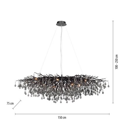 Paul Neuhaus 2031-18 - Żyrandol na linkach ICICLE 15xG9/40W/230V 75x150 cm czarny