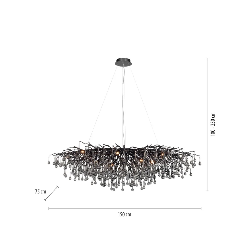 Paul Neuhaus 2031-18 - Żyrandol na linkach ICICLE 15xG9/40W/230V 75x150 cm czarny