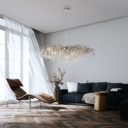 Paul Neuhaus 2031-55 - Żyrandol na lince ICICLE 15xG9/40W/230V 75x150 cm chrom błyszczący