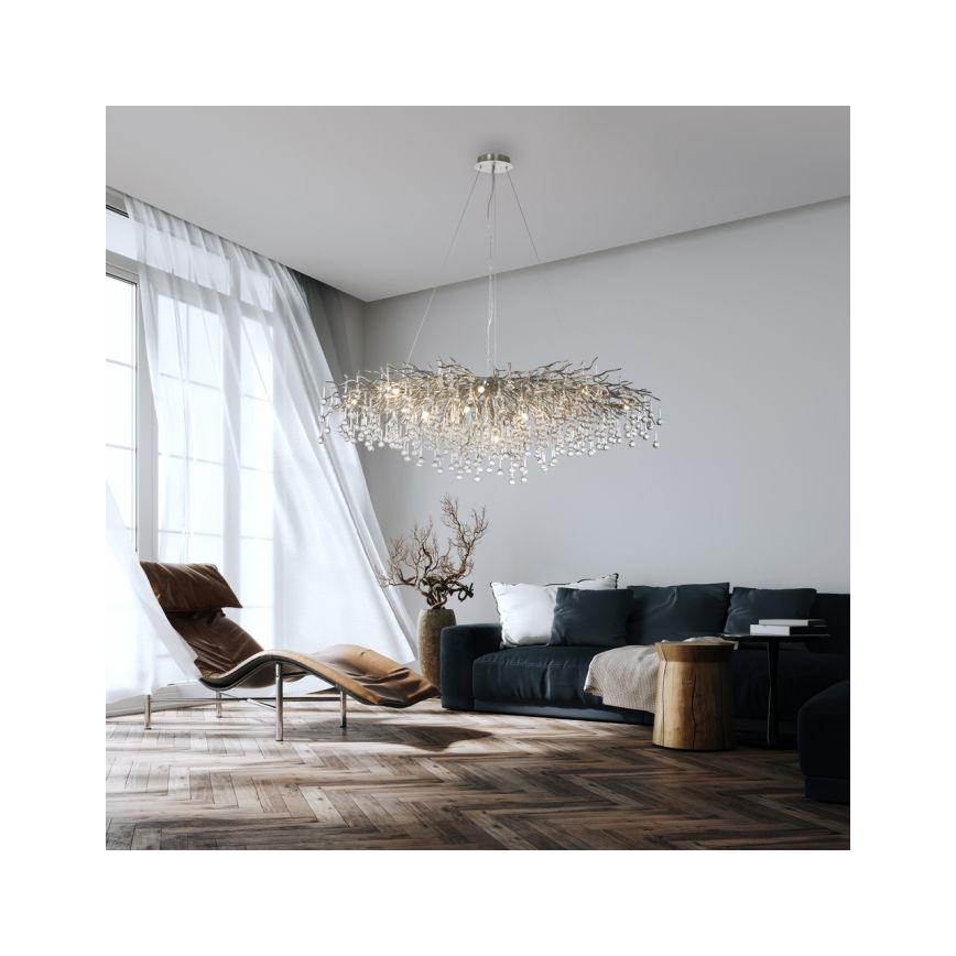 Paul Neuhaus 2031-55 - Żyrandol na lince ICICLE 15xG9/40W/230V 75x150 cm chrom błyszczący