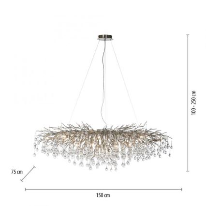 Paul Neuhaus 2031-55 - Żyrandol na lince ICICLE 15xG9/40W/230V 75x150 cm chrom błyszczący