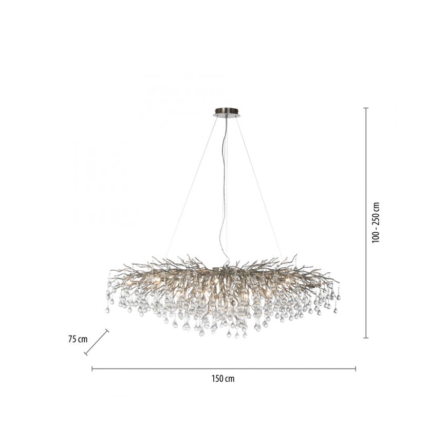 Paul Neuhaus 2031-55 - Żyrandol na lince ICICLE 15xG9/40W/230V 75x150 cm chrom błyszczący