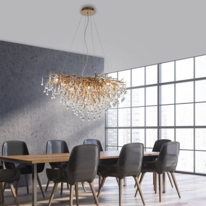 Paul Neuhaus 2192-11 - Żyrandol na lince ICICLE 10xG9/40W/230V 50x100 cm mosiądz
