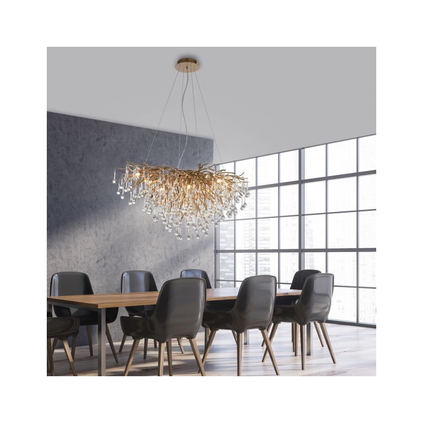 Paul Neuhaus 2192-11 - Żyrandol na lince ICICLE 10xG9/40W/230V 50x100 cm mosiądz