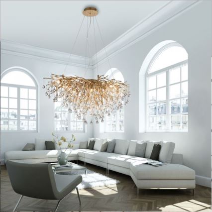 Paul Neuhaus 2192-11 - Żyrandol na lince ICICLE 10xG9/40W/230V 50x100 cm mosiądz