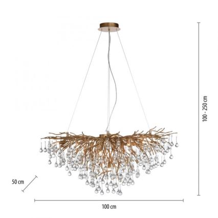 Paul Neuhaus 2192-11 - Żyrandol na lince ICICLE 10xG9/40W/230V 50x100 cm mosiądz