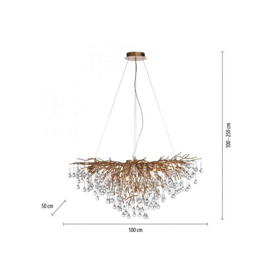 Paul Neuhaus 2192-11 - Żyrandol na lince ICICLE 10xG9/40W/230V 50x100 cm mosiądz