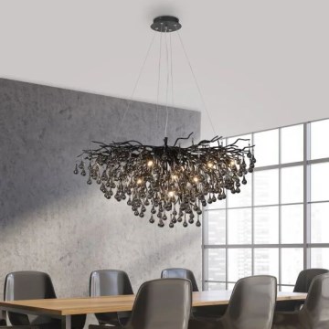 Paul Neuhaus 2192-18 - Żyrandol na lince ICICLE 10xG9/40W/230V 50x100 cm czarny